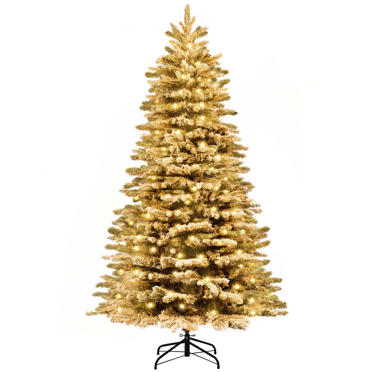 830-875V81MX Homcom 7.5ft Snow Flocked Artificial Christmas Tree, Pre-Lit Christmas Tree with 500 LED Lights & 1264 Branch Tips - Green