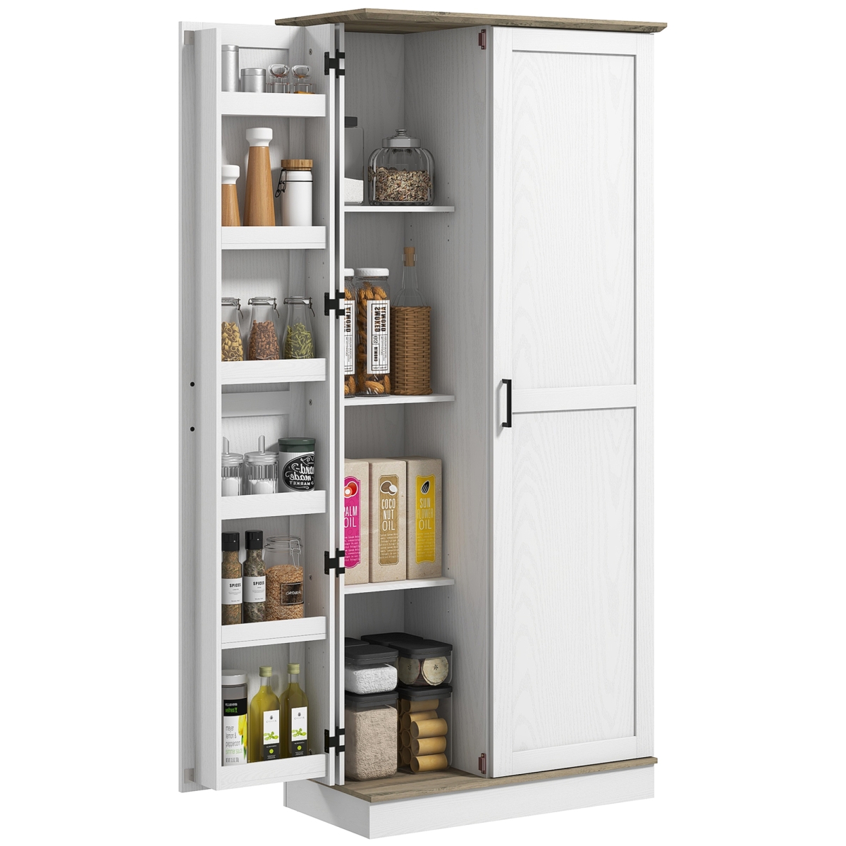 Picture of 212 Main 83A-171V80CW Homcom 70 in. Storage Pantry Cupboards&#44; Freestanding Cabinet with Spice Racks & Adjustable Shelves&#44; Tall Pantry for Home&#44; Dining - White