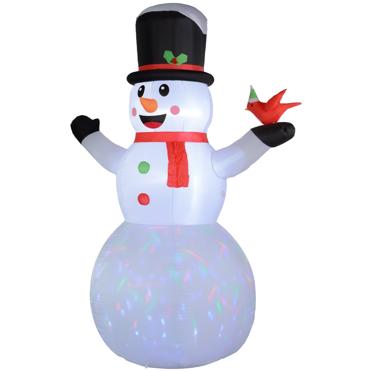 Outsunny 12FT Snowman Blow Ups, Giant Inflatable Christmas Snowman with Rotating Colorful LED Light for Indoor, Outdoor, Yard