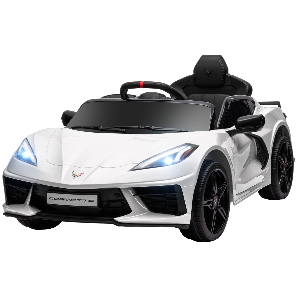 Picture of 212 Main 370-315V80WT Qaba Chevrolet Corvette Licensed 12V Kids Electric Car - White