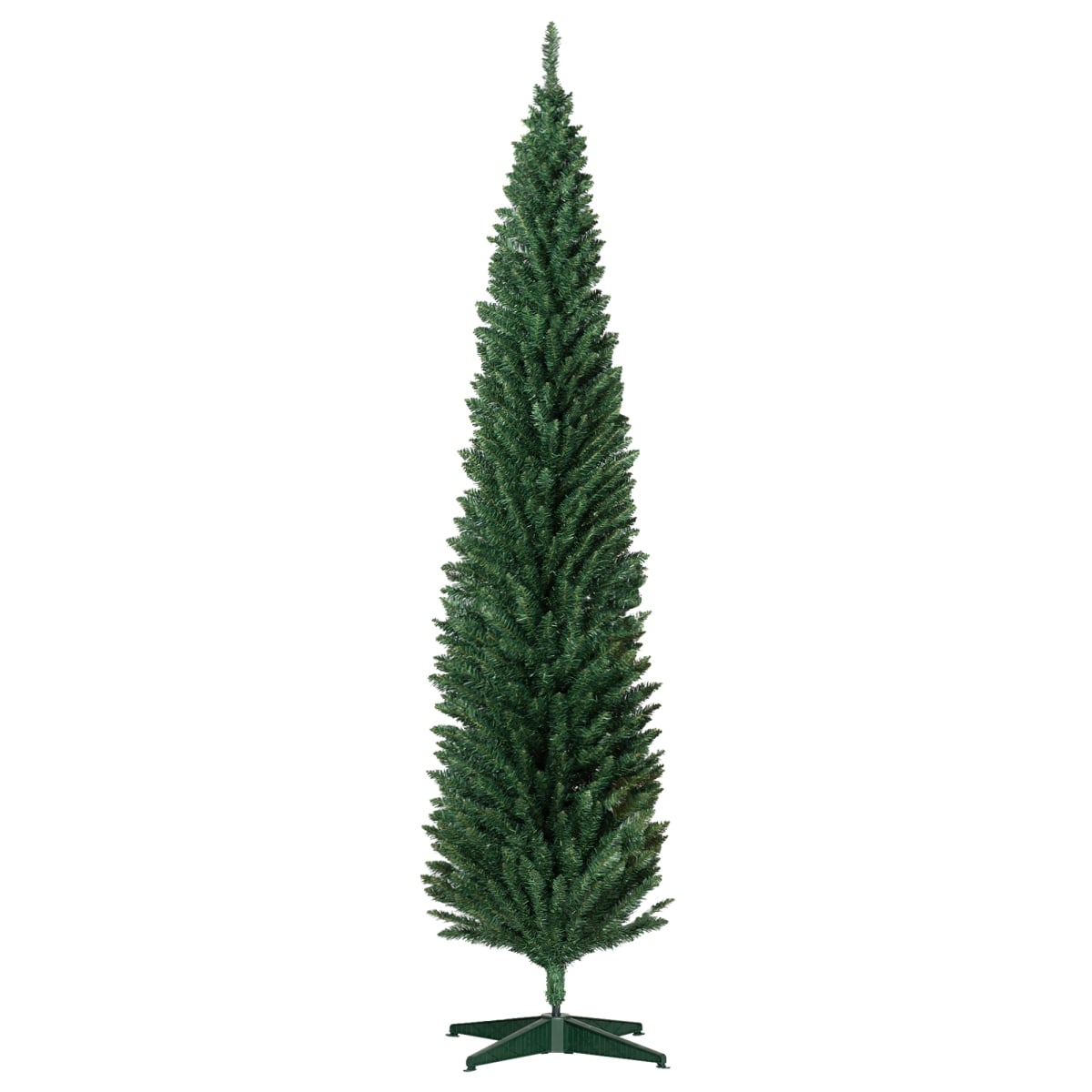 8ft Tall Skinny Christmas Tree - Unlit Green Pencil Tree - Realistic Branches