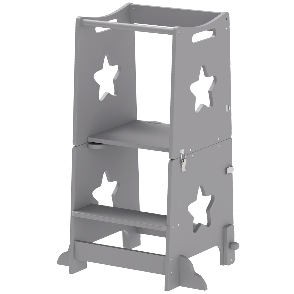 Picture of 212 Main 315-005V80GY Qaba 2-in-1 Toddler Tower with Safety Rail - Gray