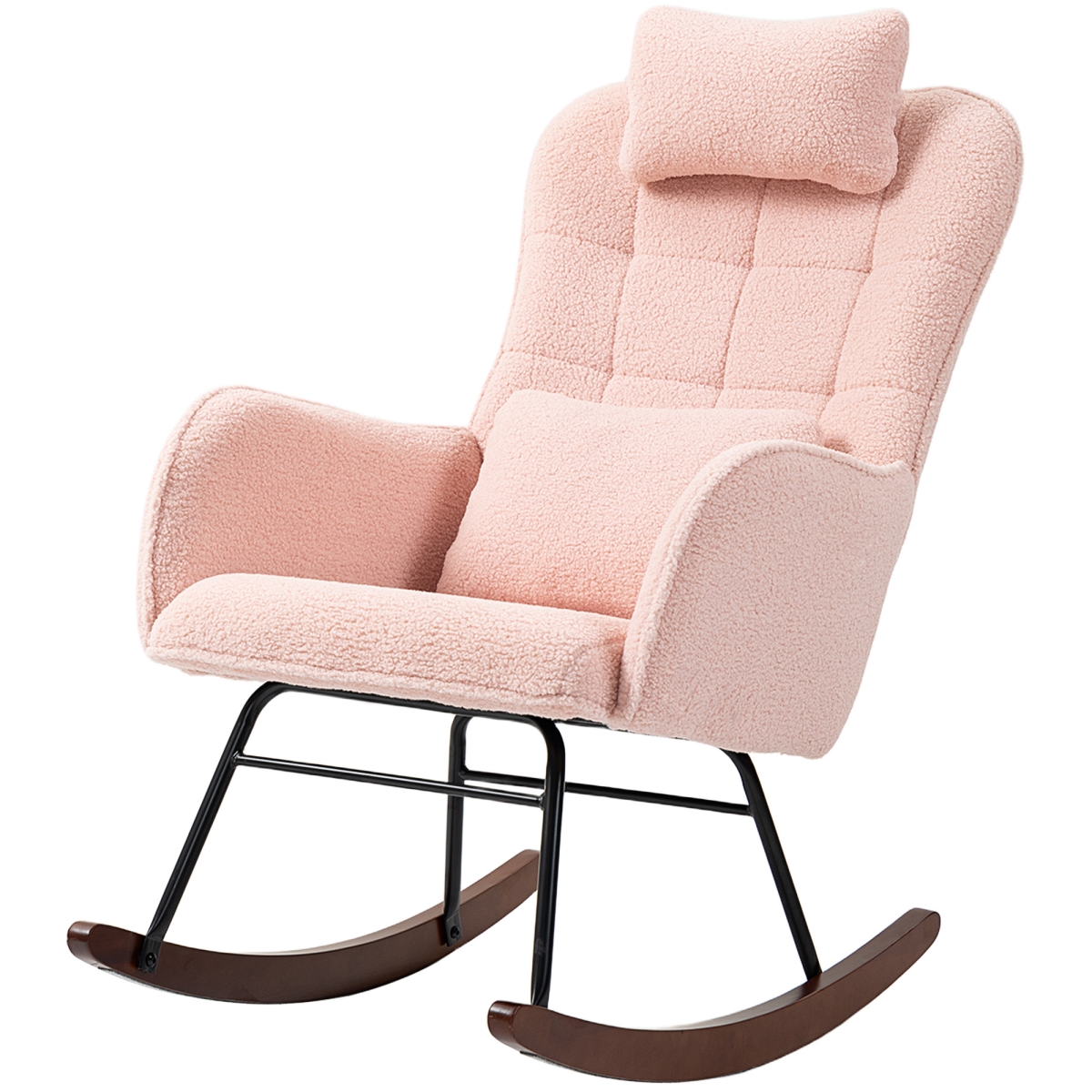 Picture of 212 Main 83B-201V00PK Homcom Nursery Rocking Chair with Headrest&#44; Lumber Pillow&#44; Nursing Chair with High Back for Living Room&#44; Bedroom - Pink