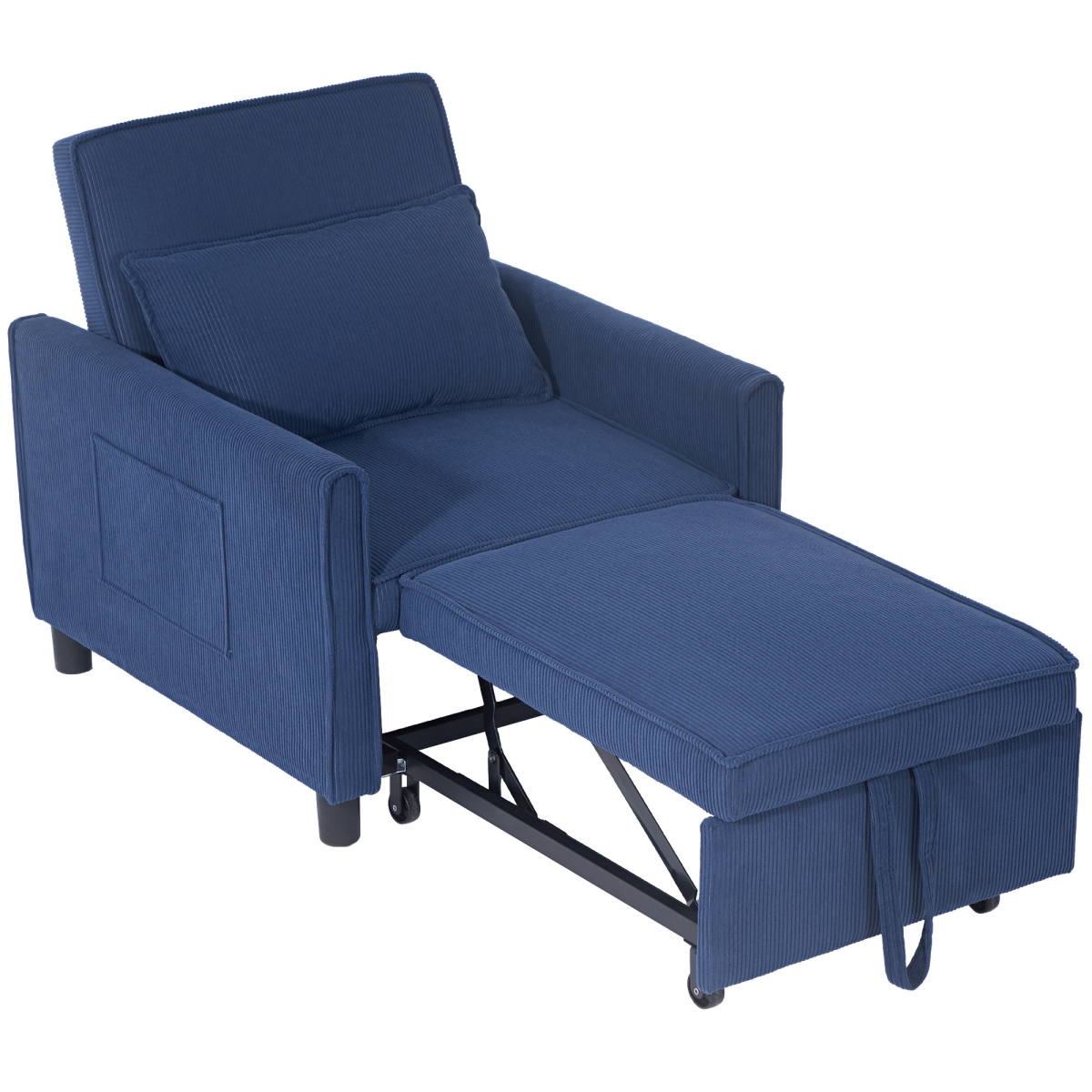Picture of 212 Main 83B-233V00BU Homcom 3-in-1 Convertible Chair Bed&#44; Pull Out Sofa Bed Sleeper Chair with Adjustable Backrest&#44; Pillow & Pockets - Blue
