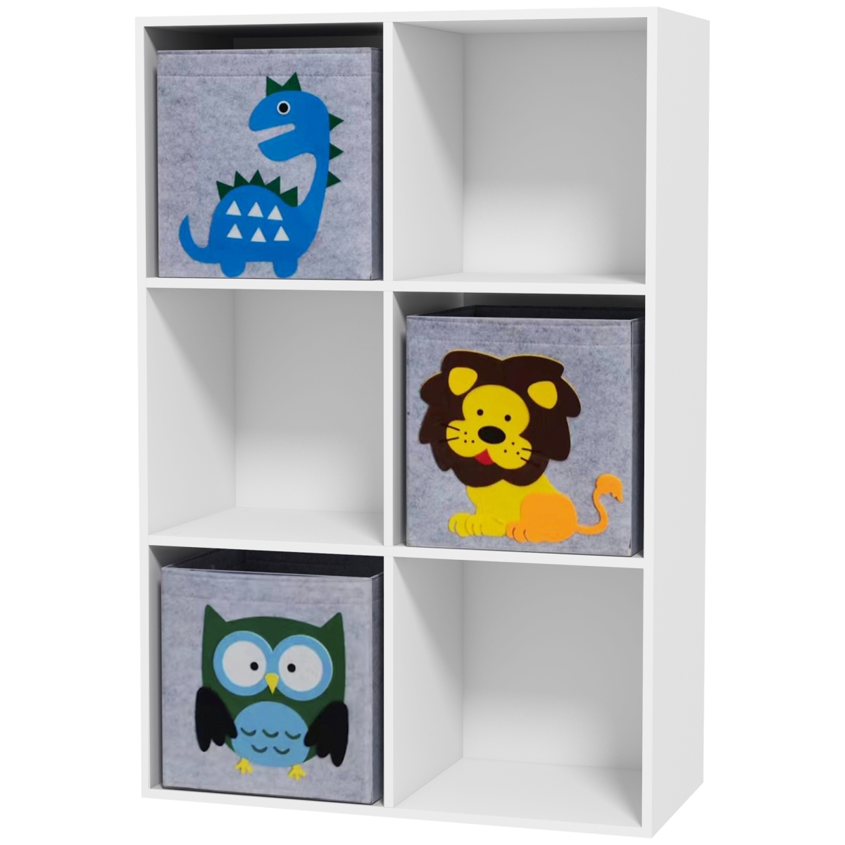 Picture of 212 Main 311-064V80WT Qaba Multi-Bin White Toy Organizer&#44; 6 Bin Storage System for Kids Room&#44; 24.25 x 11.75 x 36 in.