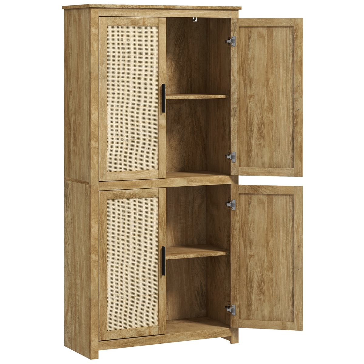 Picture of 212 Main 83A-060V80ND Homcom 64 in. Tall Storage Cabinet Kitchen Pantry with 4 Rattan Doors & 4 Tier Shelves - Natural