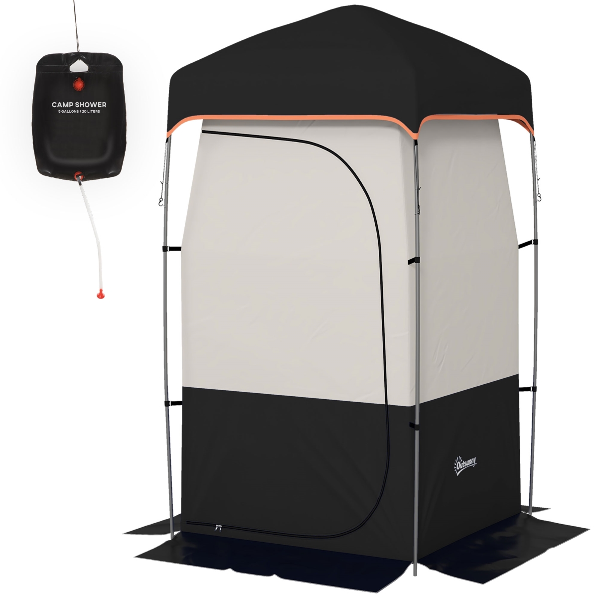 Picture of 212 Main A20-421V00BK Outsunny Camping Shower Tent&#44; Portable Privacy Shelter with Solar Shower Bag&#44; Removable Floor & Carrying Bag - Black