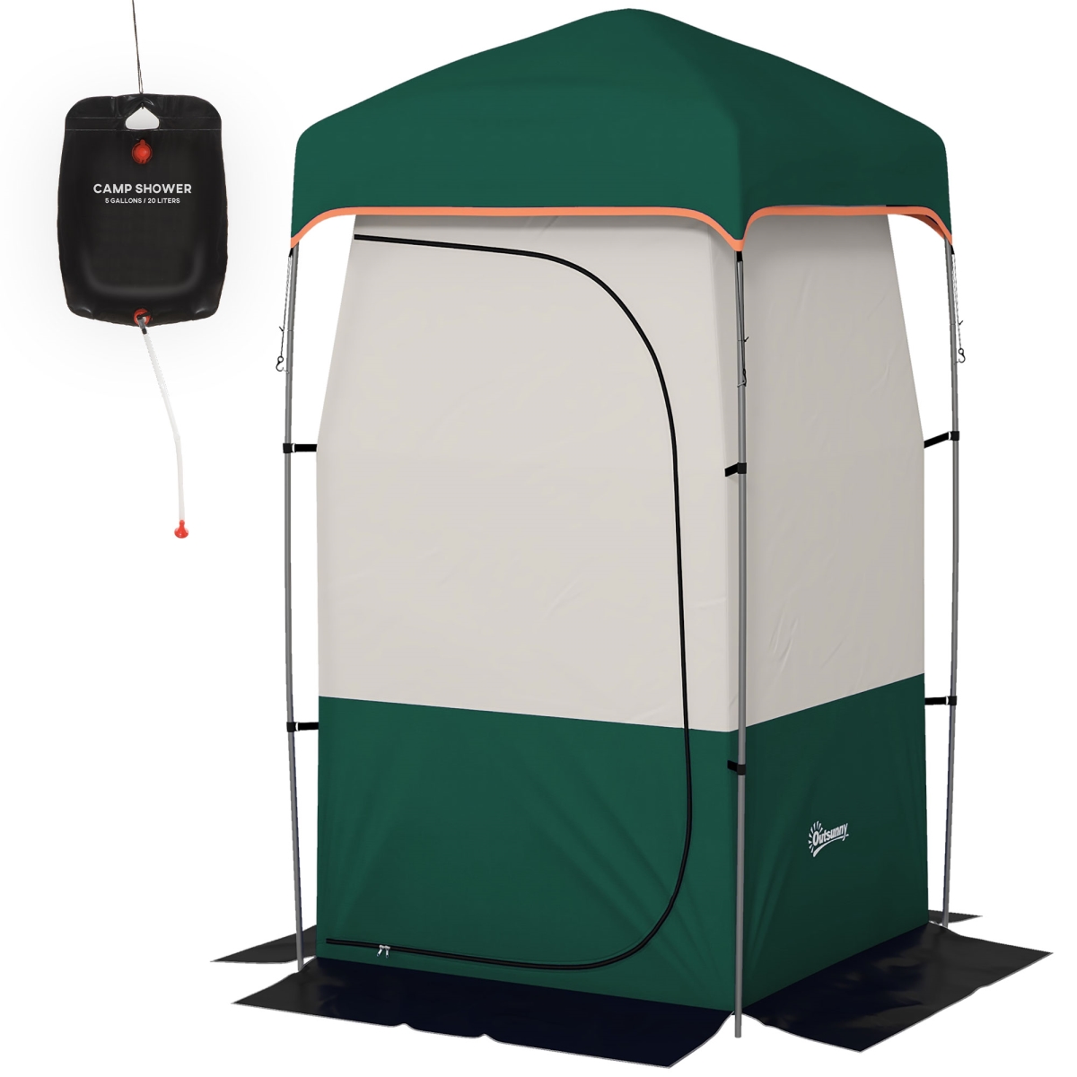 Picture of 212 Main A20-421V00GN Outsunny Camping Shower Tent&#44; Portable Privacy Shelter with Solar Shower Bag&#44; Removable Floor & Carrying Bag&#44; Green