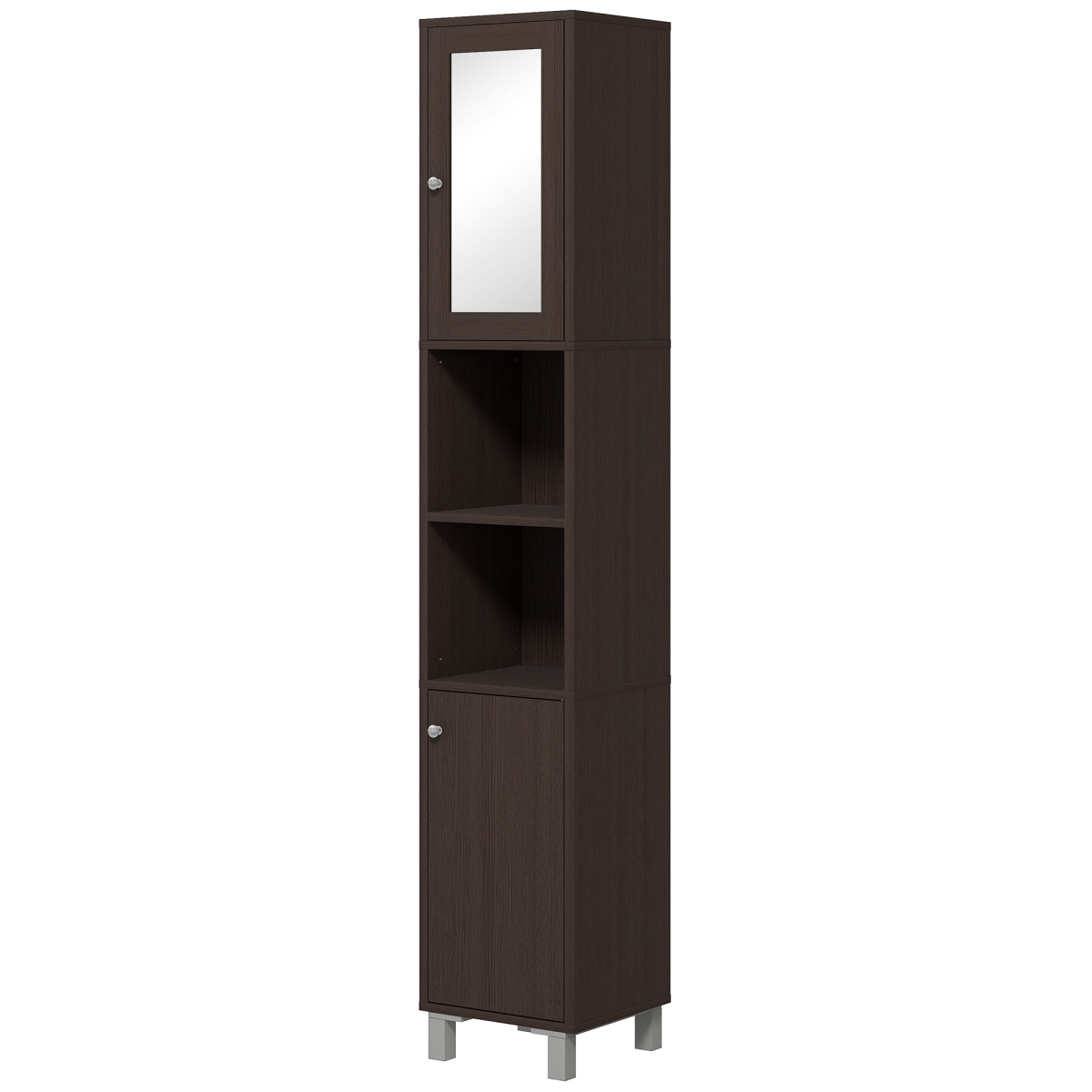 Picture of 212 Main 834-381V80CF Kleankin Tall Bathroom Cabinet with Mirror&#44; Narrow Bathroom Storage Cabinet&#44; Slim Linen Tower with Doors & Adjustable Shelves&#44; Coffee