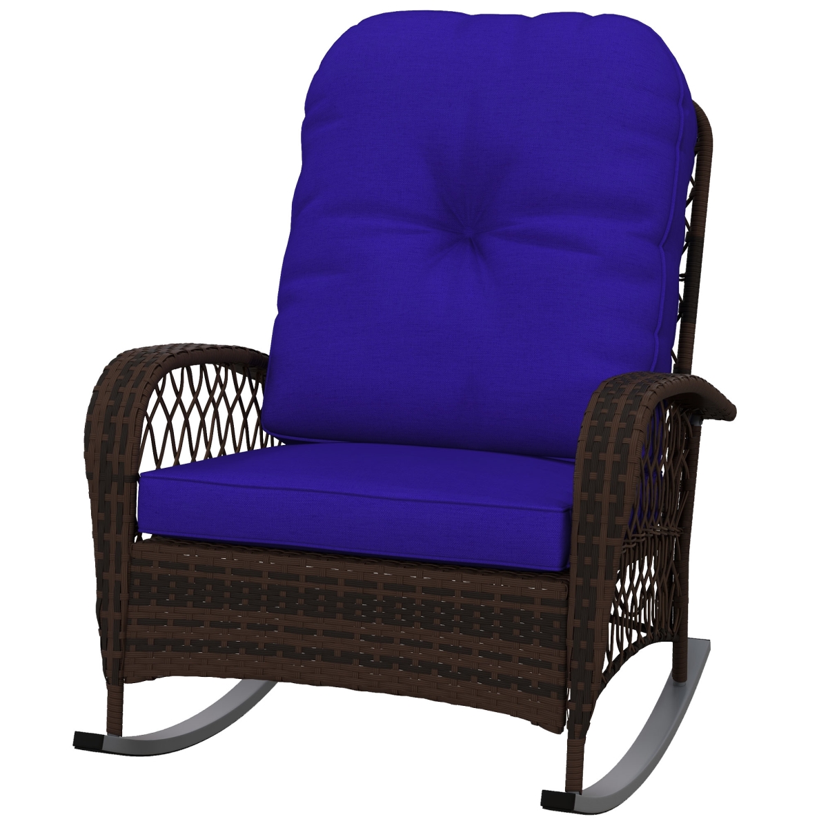 867-102V01DB Outsunny Rattan Rocking Chair - Dark Blue