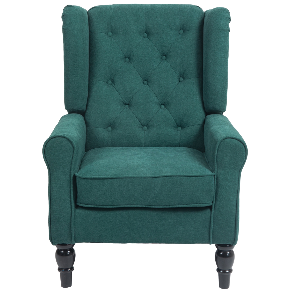 Picture of 212 Main 833-695V80DG Homcom Dark Green High Wingback Lounge Chair&#44; Button-Tufted with Round Armrests&#44; Wood Legs for Living Room