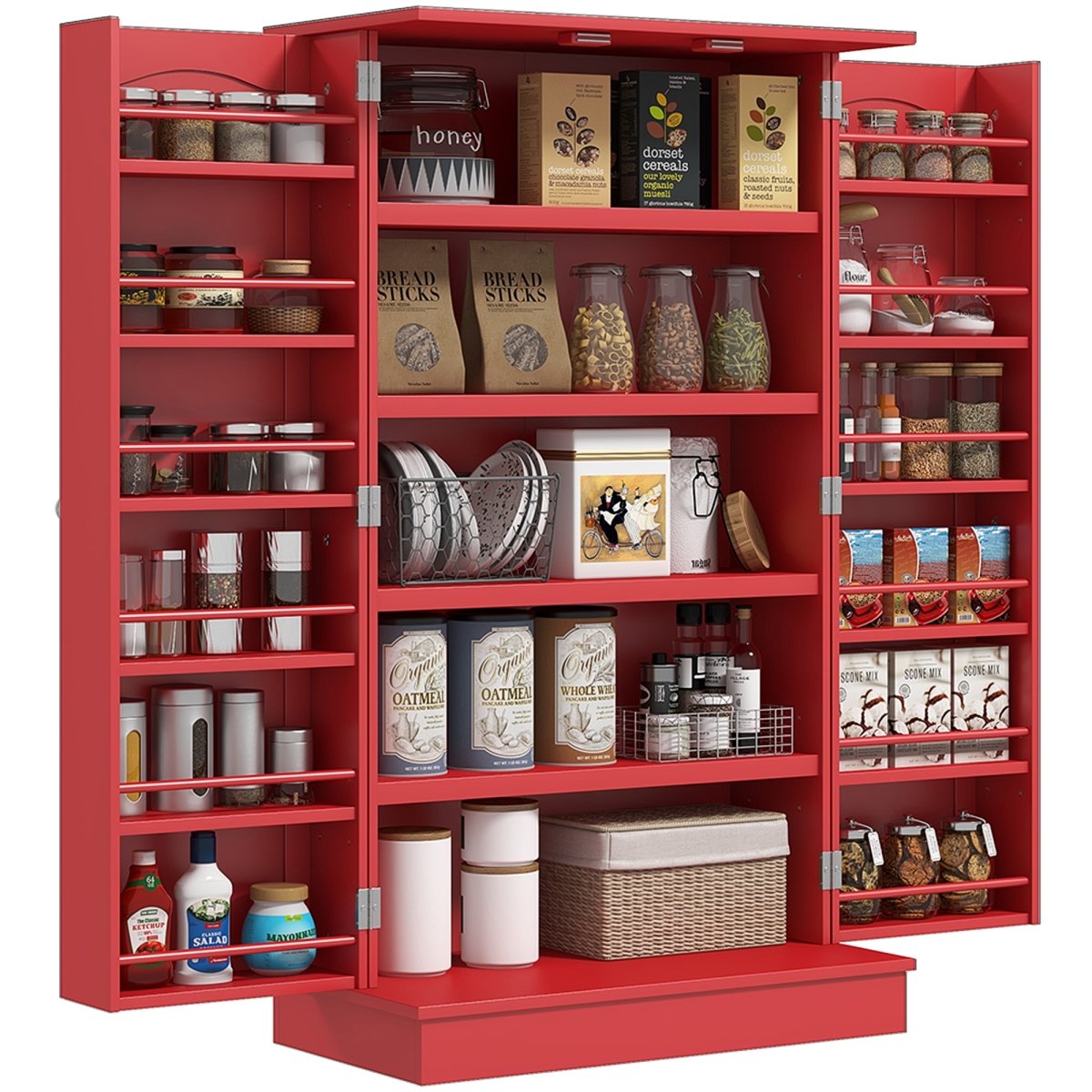 Picture of 212 Main 83A-037V81RD Homcom 40.9 in. Storage Pantry Cupboards&#44; Large Kitchen Storage Cabinet with Double Doors & 5-tier Shelving for Home&#44; Dining Room&#44; Red