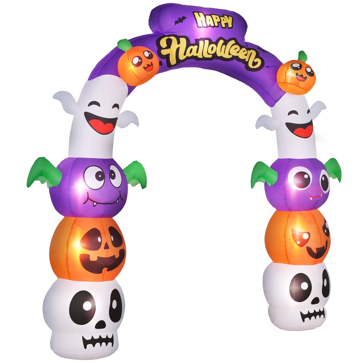 Picture of 212 Main 844-908V80MX Outsunny 8ft Halloween Inflatable Archway&#44; Pumpkin Skulls Ghosts Bats with Yellow Lettering