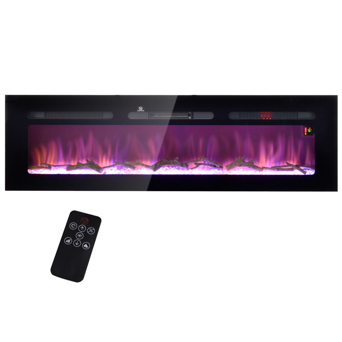 Picture of 212 Main 820-422V83BK Homcom 60 in. Fireplace Heater Electric Insert&#44; Ultra-Thin Lightweight LED Fireplace Heater with Adjustable Flame Color & Brightness - Black