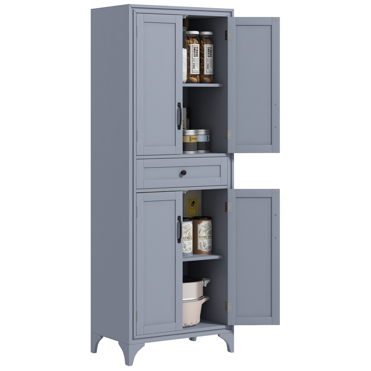 Picture of 212 Main 835-946V80GY Homcom 67 in. 4-Door Kitchen Pantry with Drawer & Adjustable Shelves - Gray