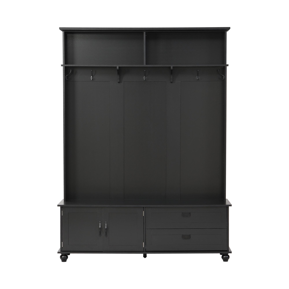 Picture of 212 Main F-ONT-WF306450AAB Modern Versatile Entryway Hall Tree with Storage Cabinet & 2 Large Drawers&#44; Mudroom Bench with 5 Coat Hooks&#44; 59 x 16 x 80.5 in. - Black