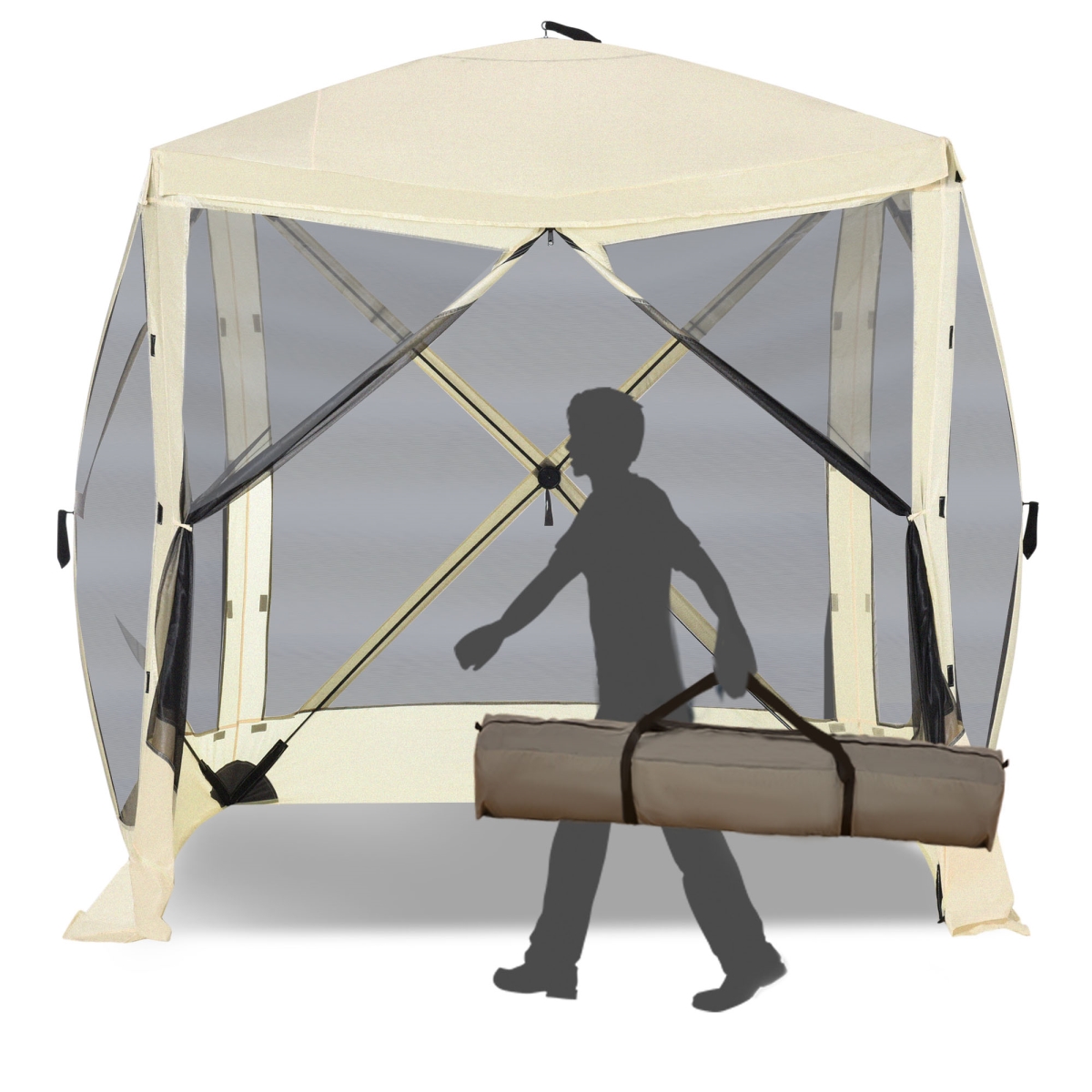 Picture of 212 Main A20-157BG Outsunny Pop Up Camping Canopy Gazebo&#44; Screen Shelter Party Tent with 1-Person Easy Set-Up&#44; Ventilating Mesh&#44; Portable Carry Bag
