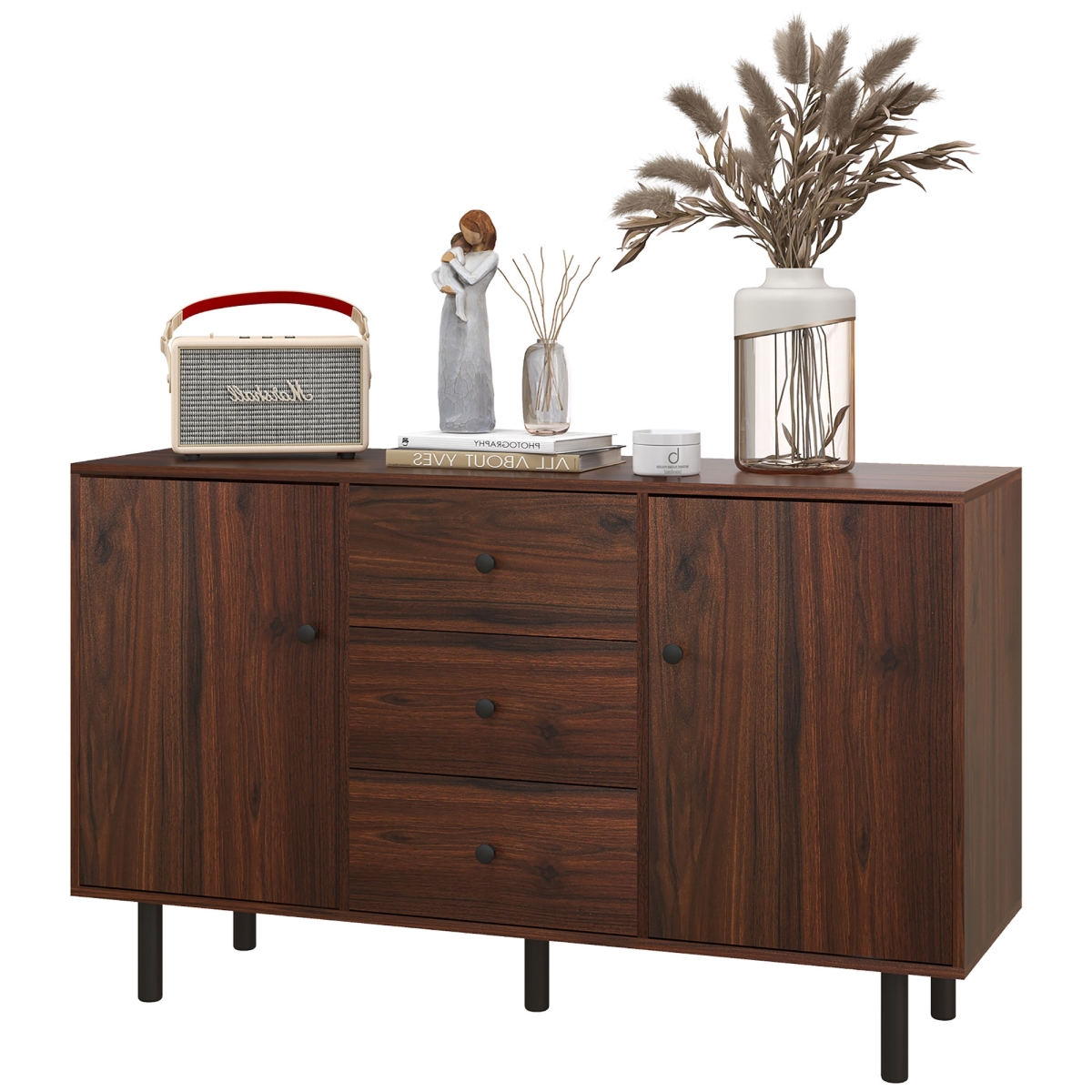 Picture of 212 Main 839-545V82BN Homcom Retro Sideboard Kitchen Buffet Cabinet with Cabinets Drawers Coffee Bar Table - Rustic Brown