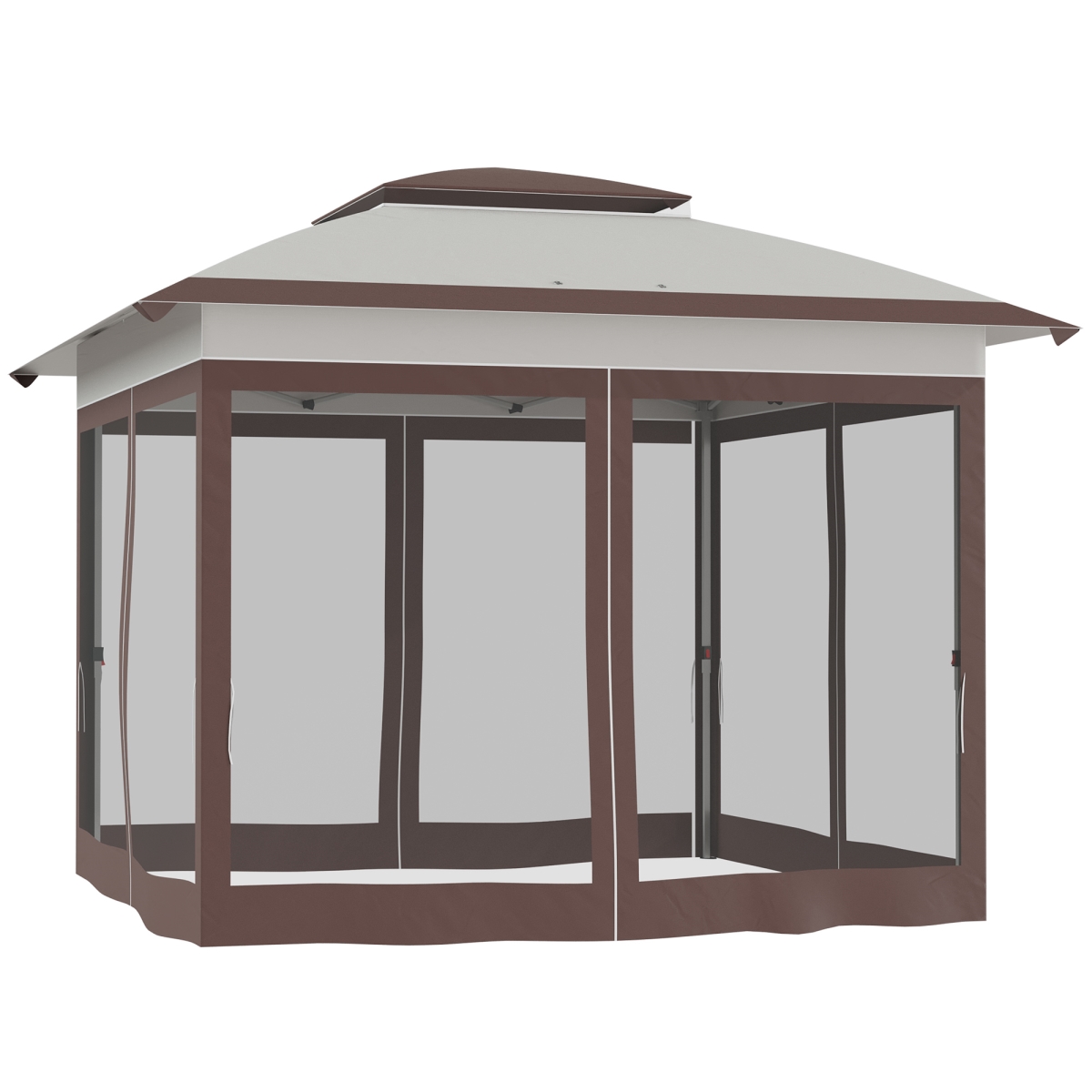 Picture of 212 Main 84C-224V01BG Outsunny 12 x 12 ft. Pop Up Canopy Tent with Netting & Carry Bag&#44; Instant Sun Shelter with 137 sq. ft. Shade - Beige & Brown