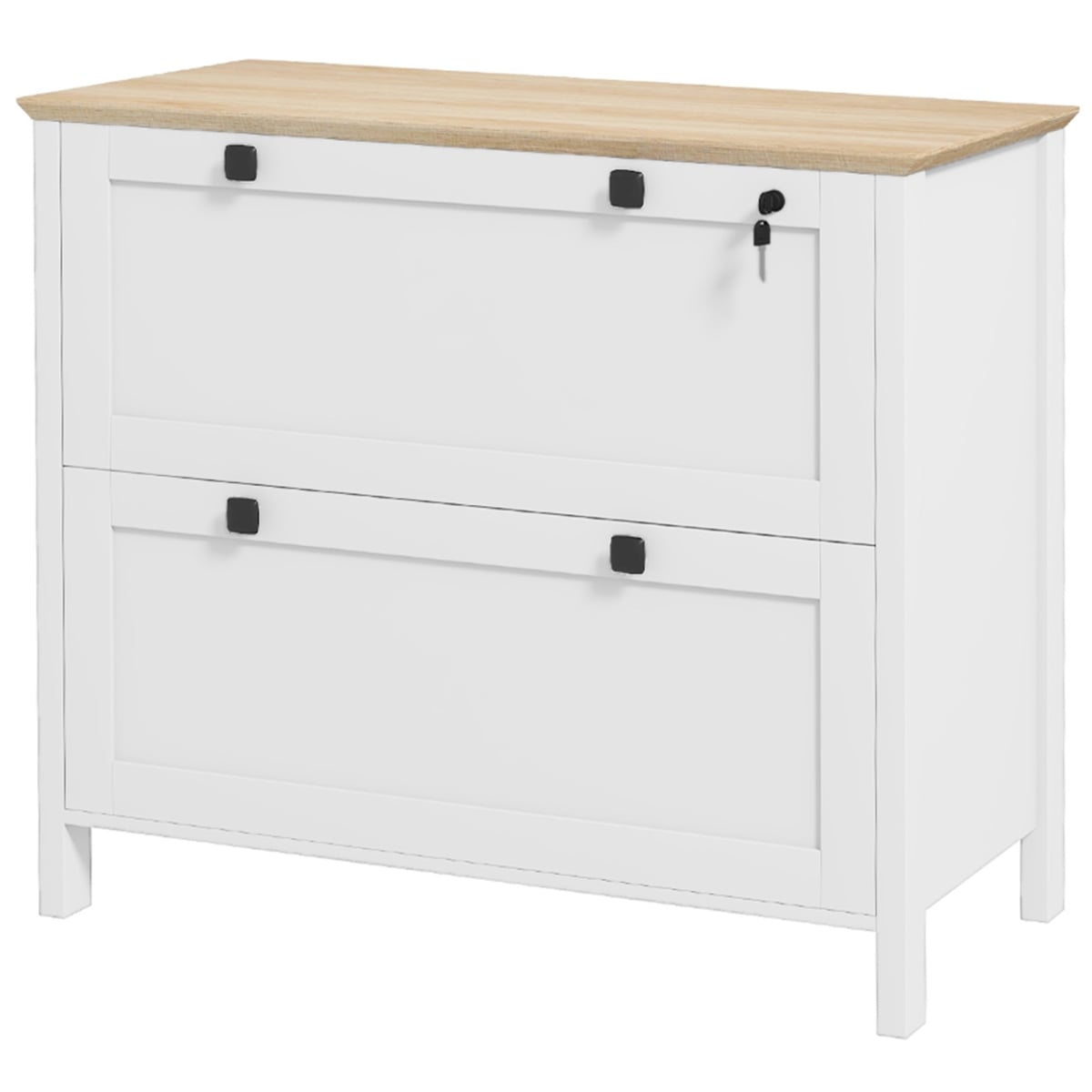 924-077V80WT Homcom White Lateral File Cabinet 2 Drawer with Adjustable Hanging Bar for A4 Letter Legal Size