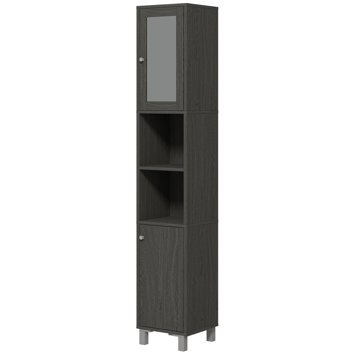 Picture of 212 Main 834-381V80GY Kleankin Tall Bathroom Cabinet with Mirror&#44; Narrow Bathroom Storage Cabinet&#44; Slim Linen Tower with Doors & Adjustable Shelves - Gray