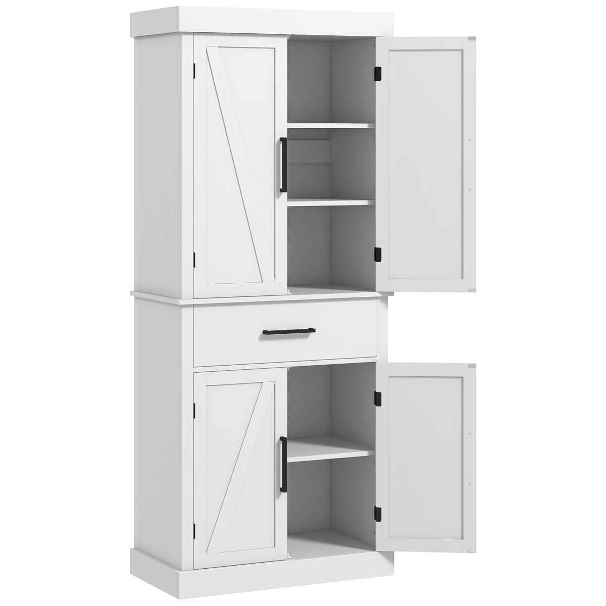 Picture of 212 Main 83A-106V80WT Homcom 72 in. Kitchen Tall Cabinet&#44; Freestanding Pantry Storage with Barn Doors & 5 Adjustable Shelves for Home&#44; Dining Room - White