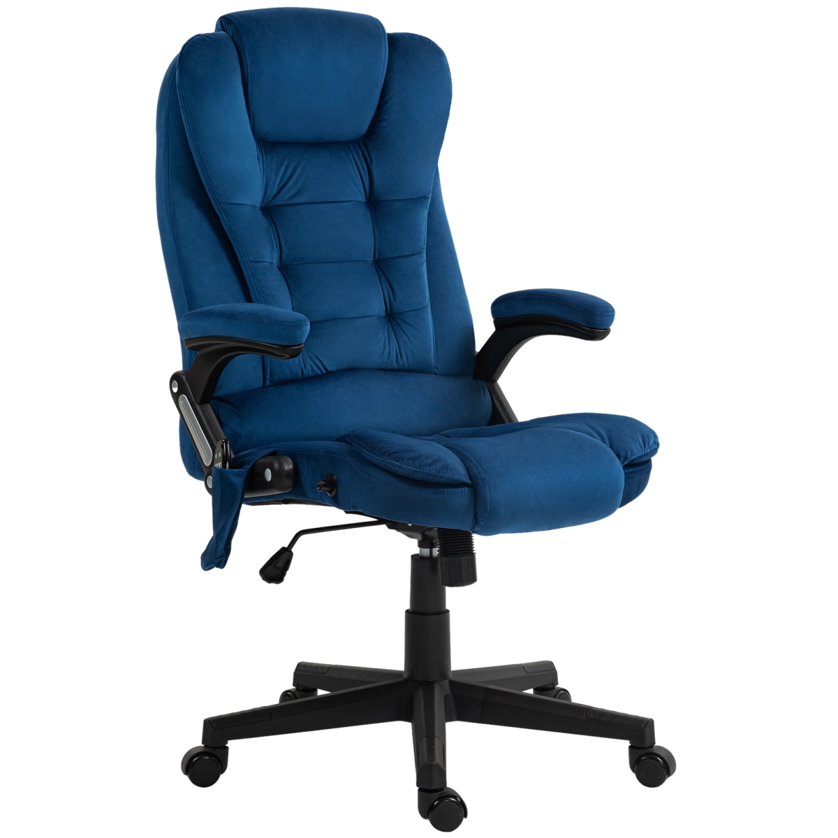921-171V86DB Vinsetto 6 Point Executive Heated Office Chair, Velvet High Back Vibrating Massage Office Desk Chair - Dark Blue