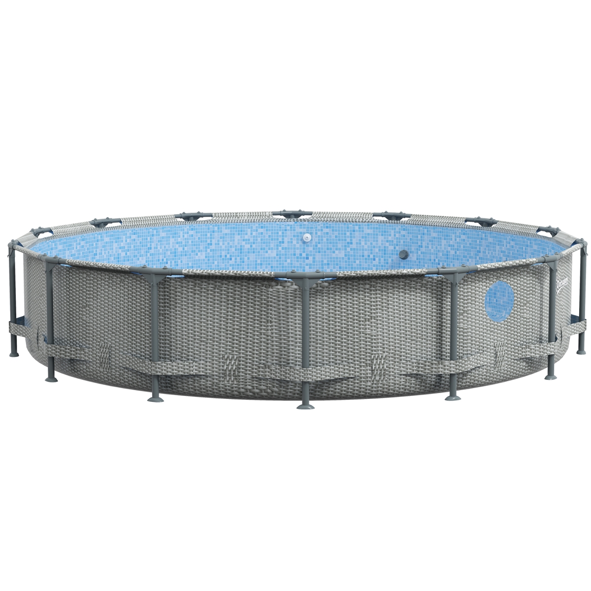 Picture of 212 Main 848-068V81GY Outsunny Round Above Ground Pool&#44; Metal Frame Pool with Cartridge Filter Pump & Repair Patch&#44; 14 x 33 in. - Gray Wicker