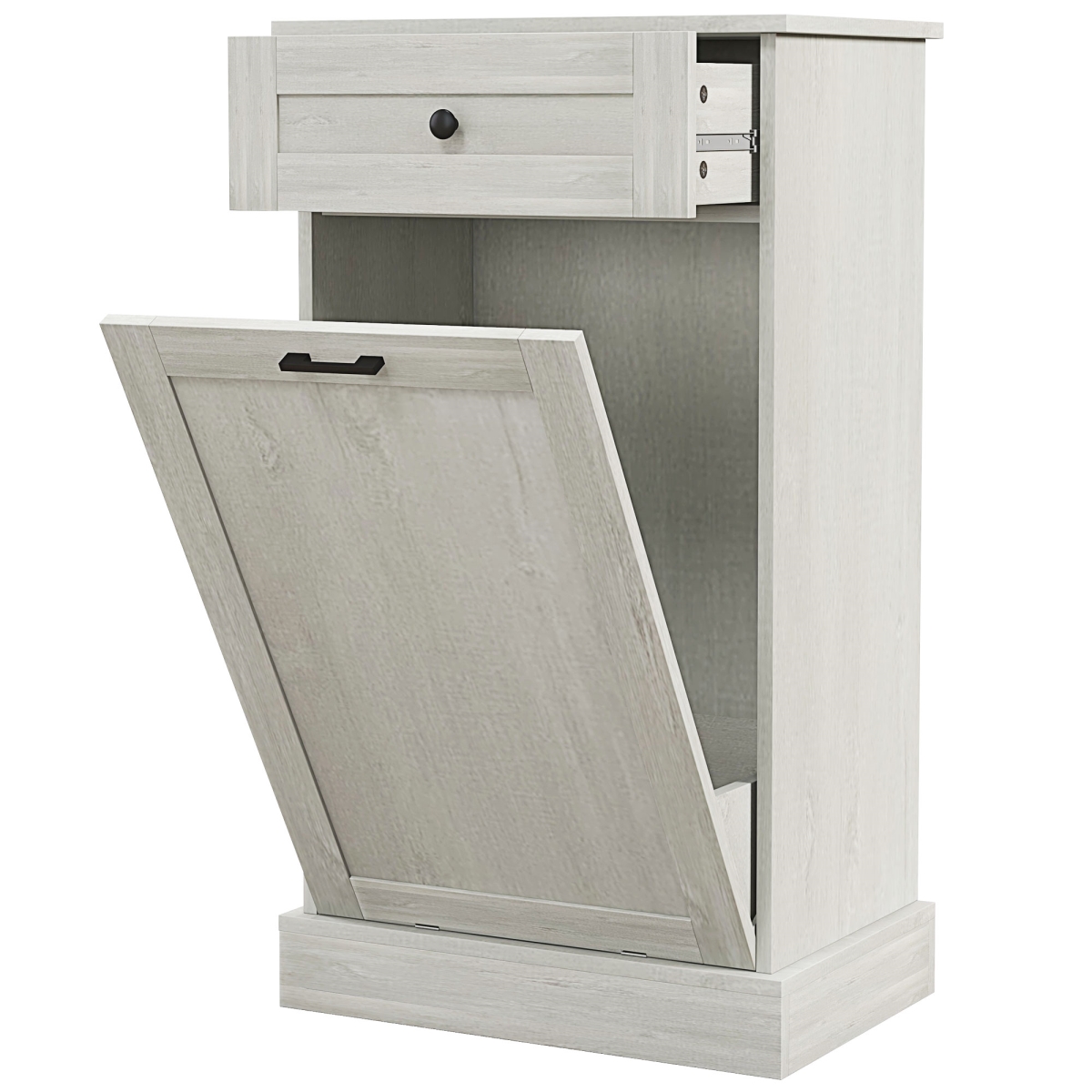 801-176V81LG Homcom Kitchen Tilt Out Trash Bin Cabinet Free Standing Storage Cabinet with Drawer - Gray