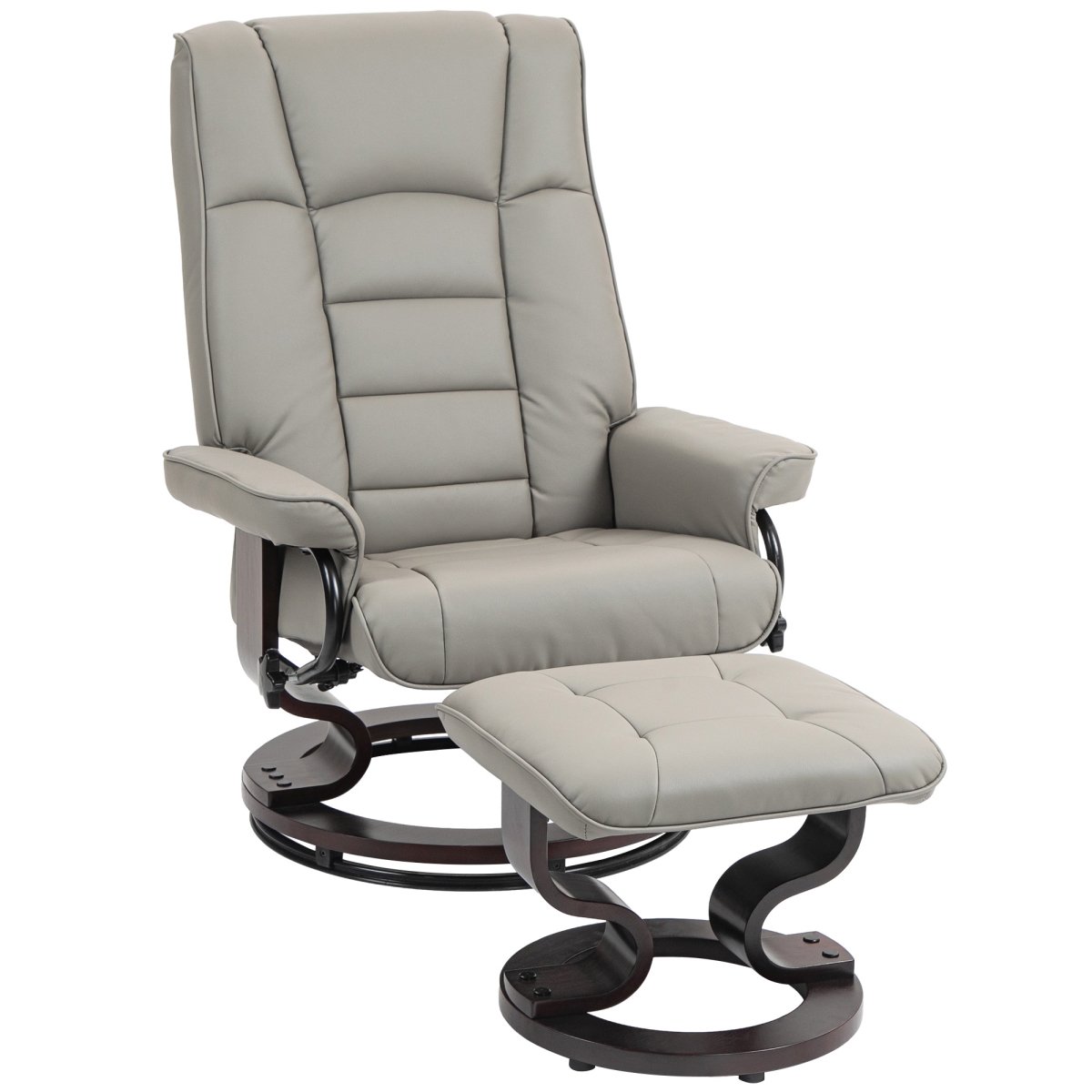 Picture of 212 Main 839-961V80GY Homcom Faux Leather Swivel Recliner Chair with Ottoman - Gray