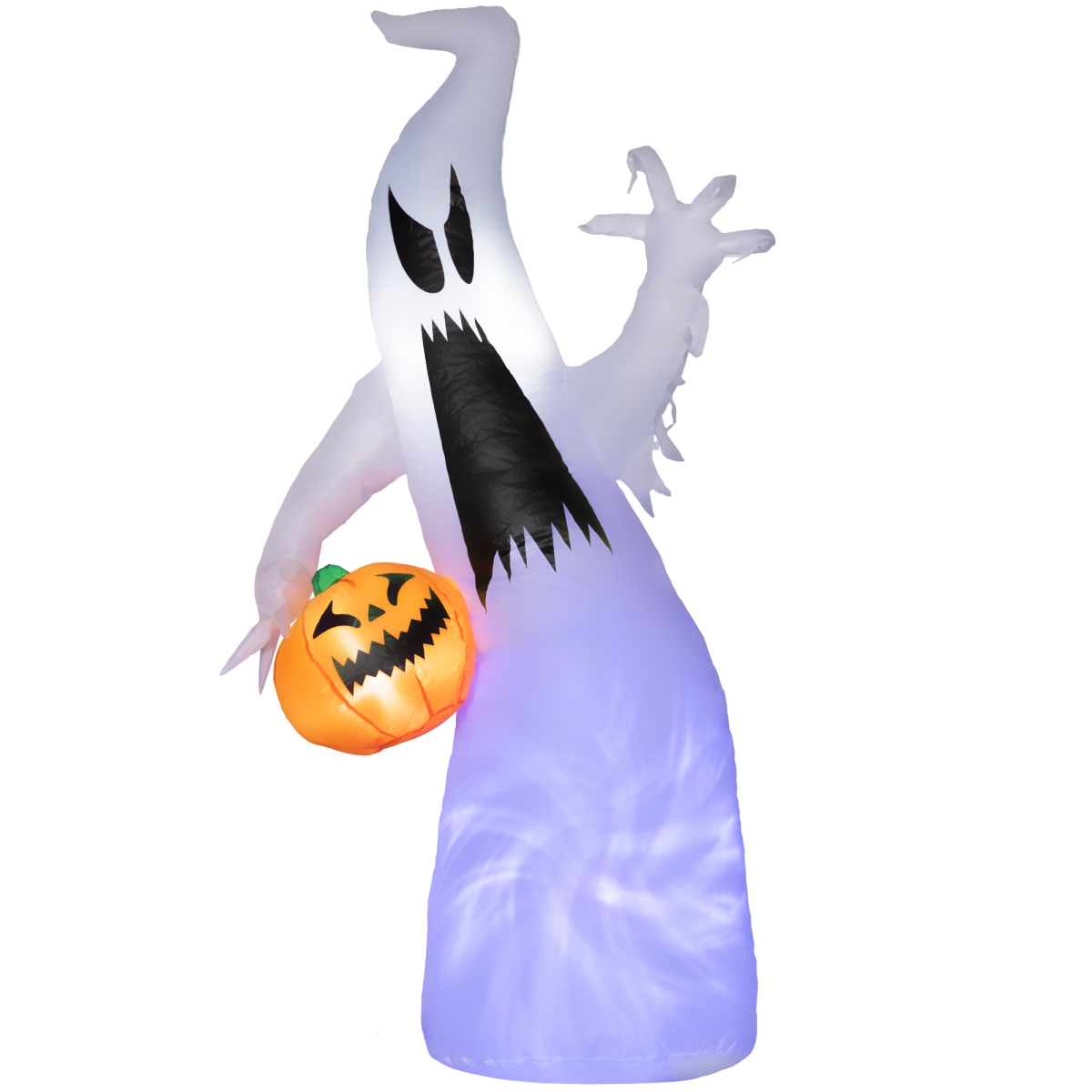 Picture of 212 Main 844-399V81WT Homcom 5.9 ft. Halloween LED Yard Decor Ghost with Pumpkin&#44; Blow Up Inflatable Outdoor Decoration