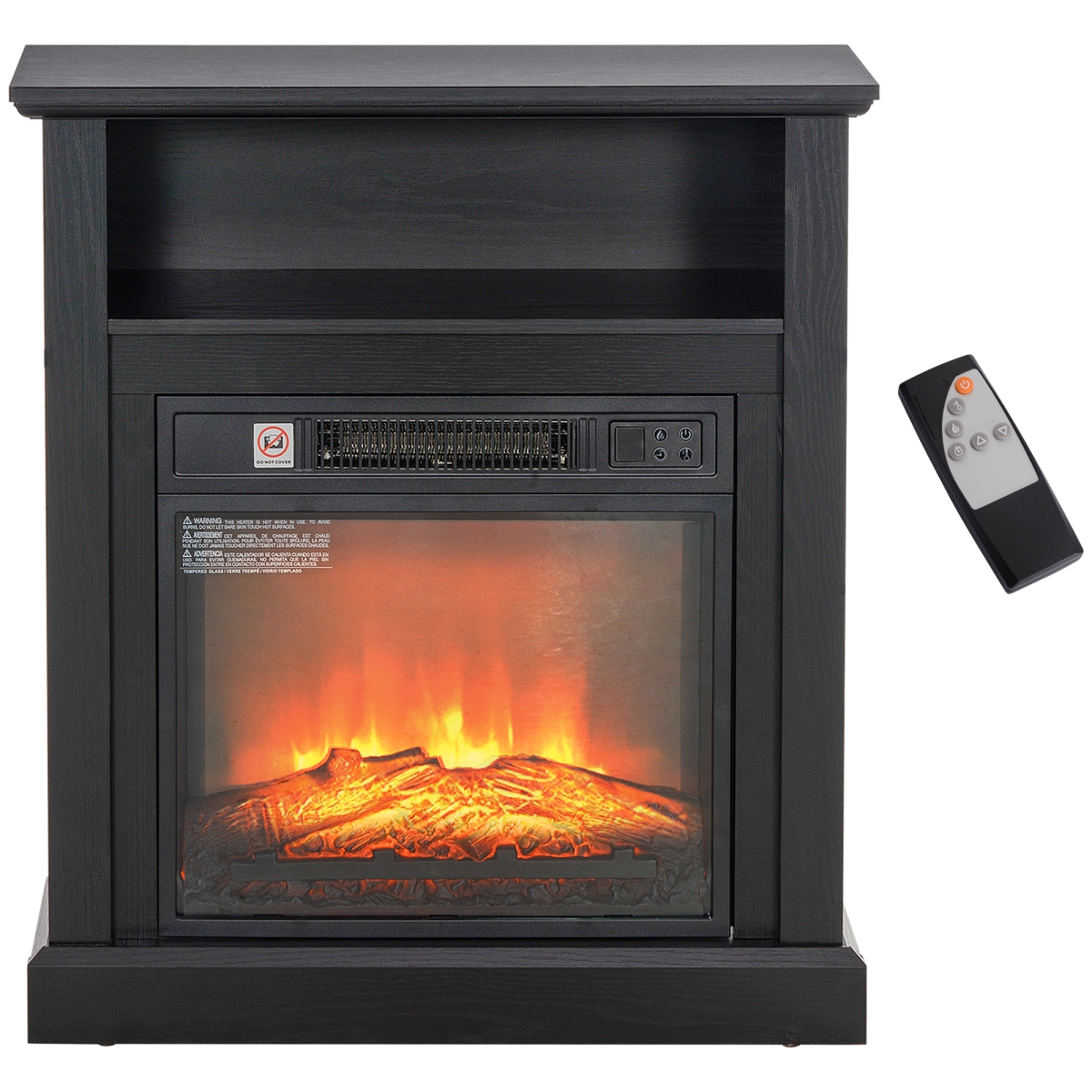 Picture of 212 Main 820-408V80BK Homcom 27 in. Electric Freestanding Fireplace with Mantel&#44; 1400W Replaceable Fireplace Insert Heater with Timer - Black