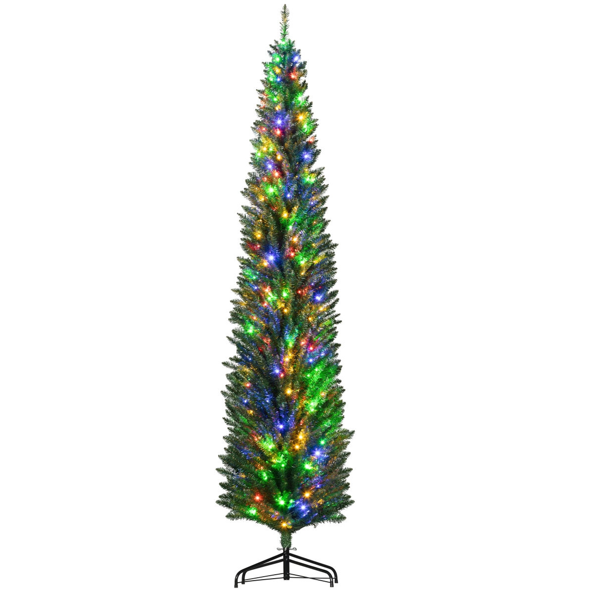 8 ft. Artificial Pencil Christmas Tree - Green - Prelit with Colorful LED Lights