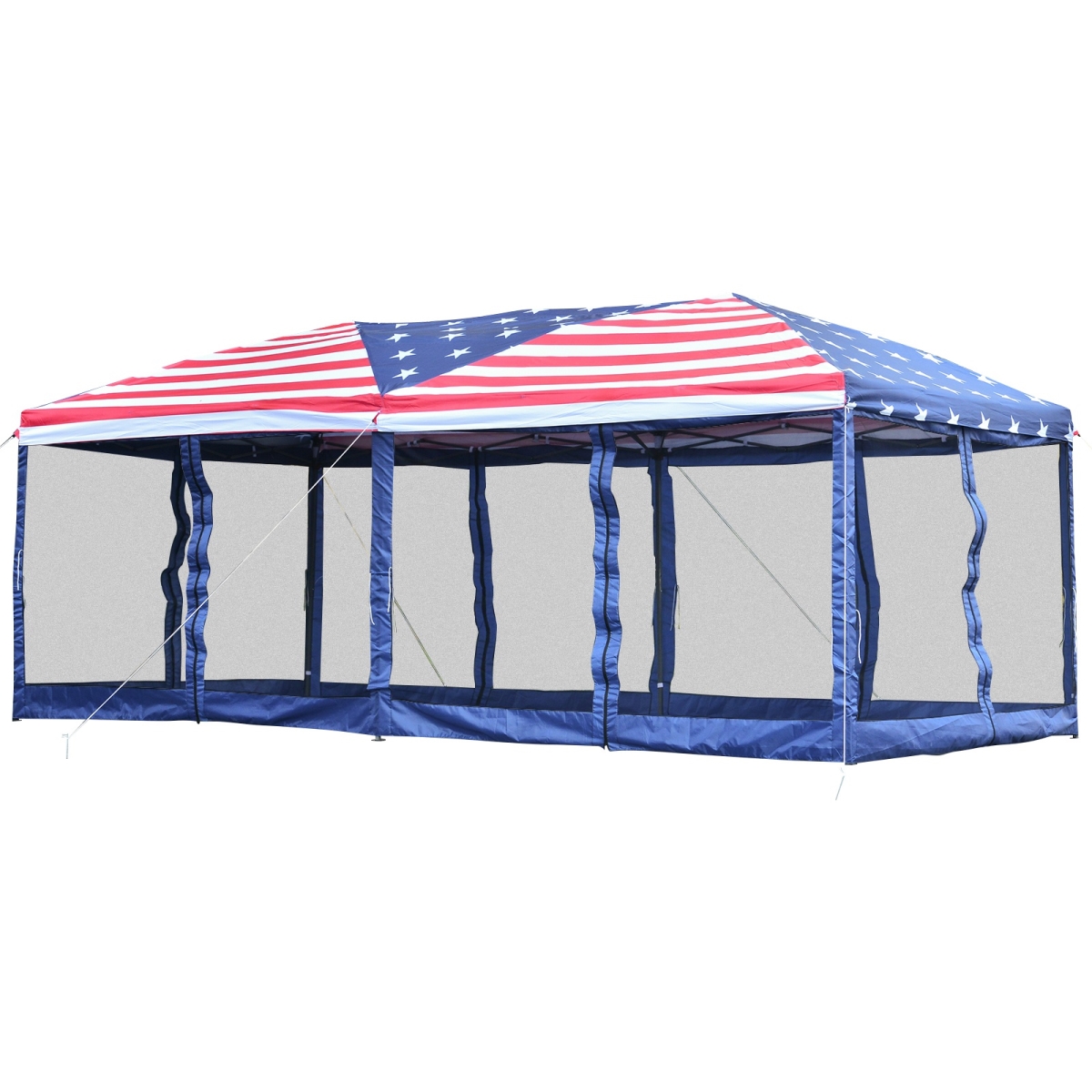 Picture of 212 Main 840-012V01 Outsunny 10 x 20 ft. Pop Up Canopy Wedding Party Tent Gazebo with Removable Mesh Sidewalls - American Flag Print
