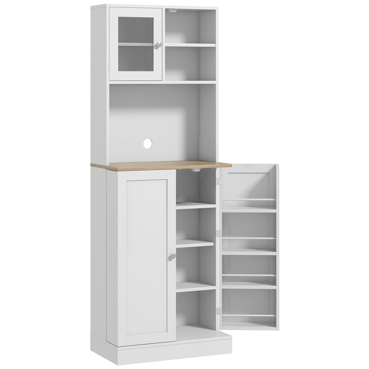 Picture of 212 Main 83A-101V81WT Homcom 67 in. Freestanding Pantry&#44; Kitchen Hutch Cabinet with Glass Doors & Adjustable Shelves&#44; Microwave Cabinet for Dining Room - White