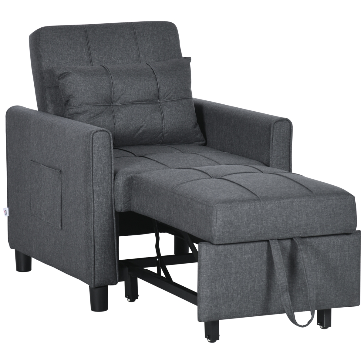 Picture of 212 Main 839-670V80GY Homcom 3-in-1 Sleeper Sofa Bed with Pillow & Pockets&#44; Foldable Lounge Chairs with Three-Position Adjustable Backrest Feature - Gray