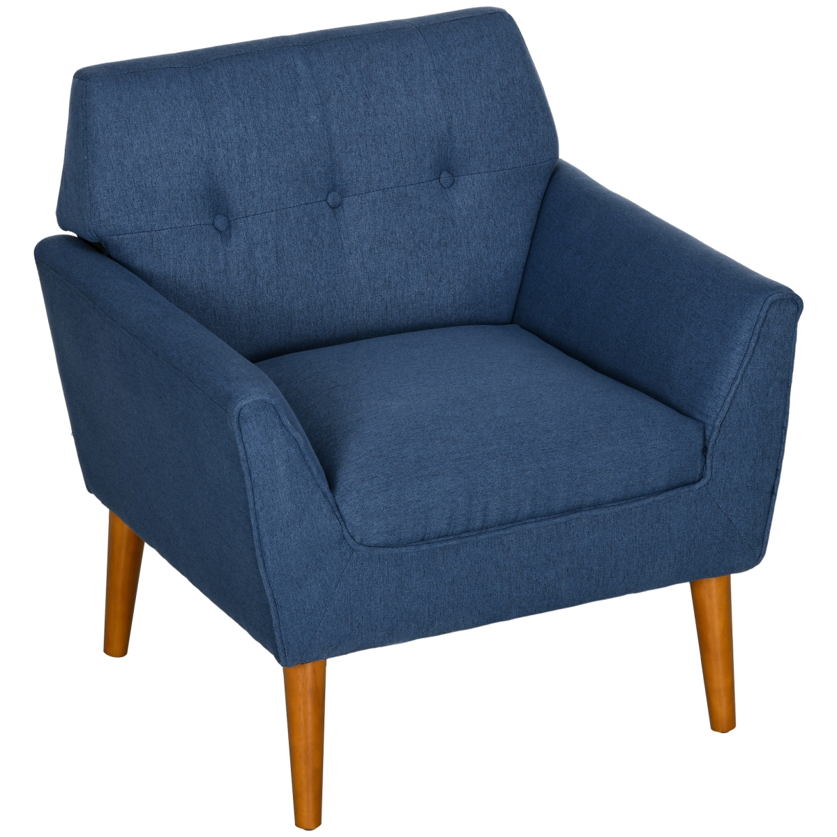 Picture of 212 Main 833-960V01BU Homcom Classic Flair Button-Tufted Armchair with Wood Legs - Blue