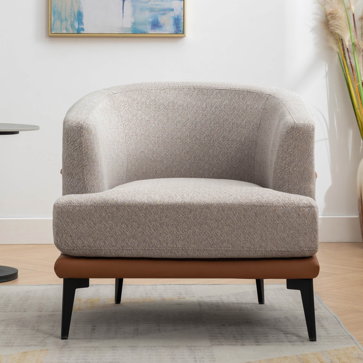 Picture of 212 Main F-BBS-WF316987AAO Upholstered Round Armchair with Sturdy Metal Legs & Cushions&#44; Modern Two-Tone Barrel Chair&#44; 29.92 x 28.35 x 21.26 in. - Burnt Orange