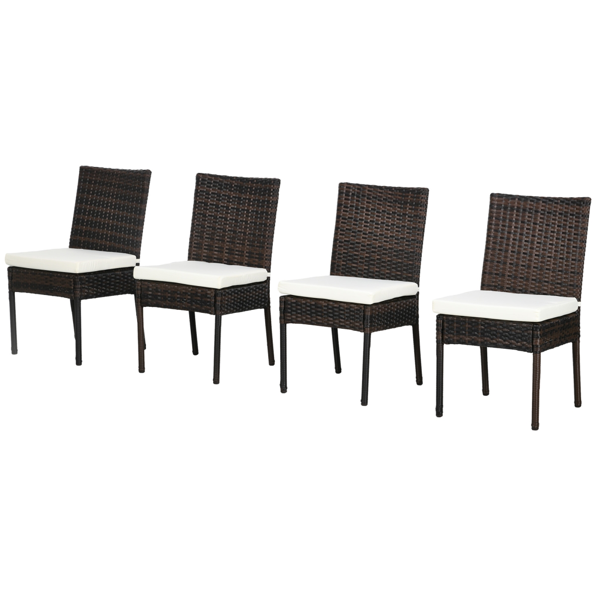 Picture of 212 Main 861-090V01BN Outsunny Backyard Bliss Rattan Dining Chairs with White Cushions for Supreme Patio Comfort