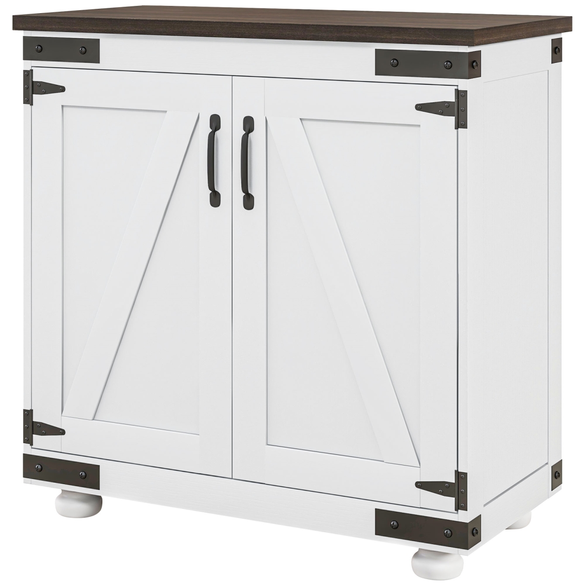 Picture of 212 Main 839-943V80WT Homcom Kitchen Sideboard&#44; Buffet Cabinet with Barn Door&#44; Adjustable Shelf&#44; Distressed White & Brown