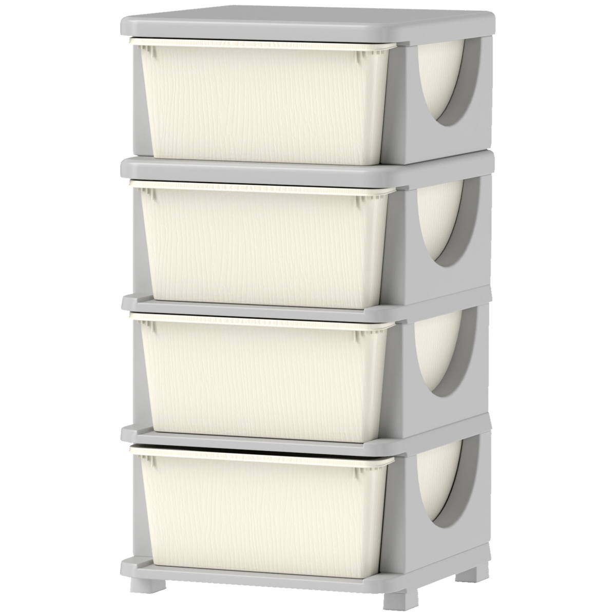 Picture of 212 Main 311-023V01CW Qaba 30 in. 4 Tier Kids Storage Unit Dresser Tower with 4 Drawers - Cream White