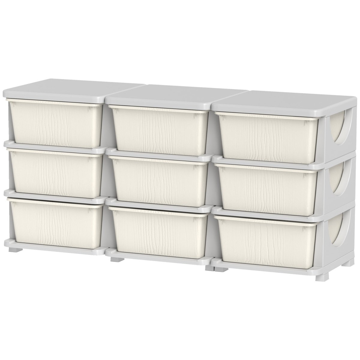 Picture of 212 Main 311-053V01CW Qaba 29.5 in. 3 Tier Kids Storage Unit Dresser Tower with 9 Drawers - Cream White