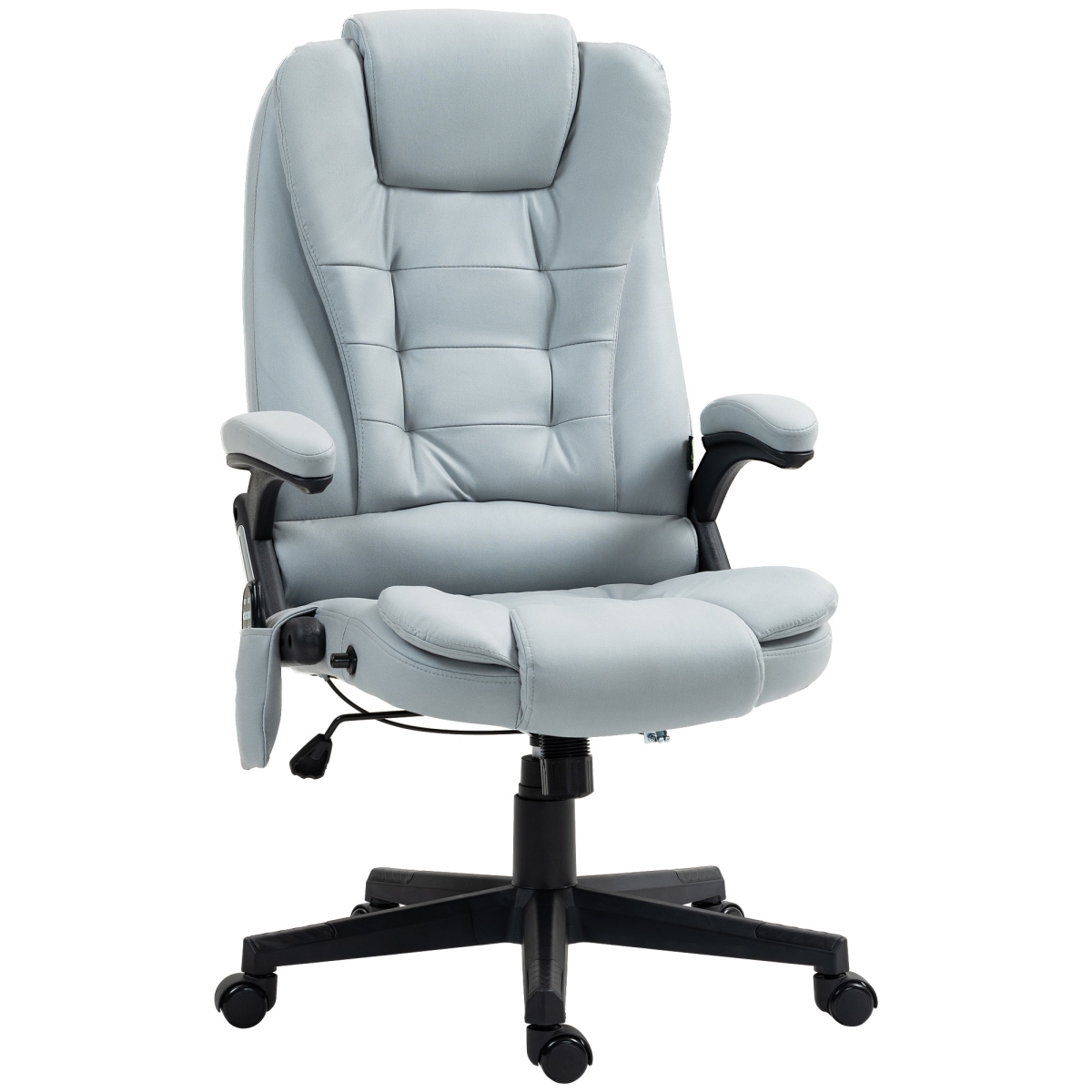 921-171V85LG Vinsetto Heated Office Desk Chair, 6 Point Vibrating Massage Ergonomic Chair with High Back & Reclining Backrest, Light Gray