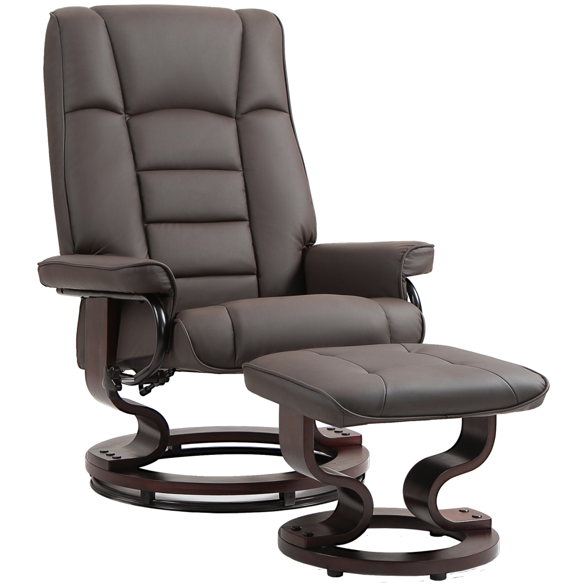 Picture of 212 Main 839-961V80BN Homcom Recliner with Ottoman&#44; Swivel Base & Adjustable High Back&#44; Faux Leather Armchair Chair - Brown