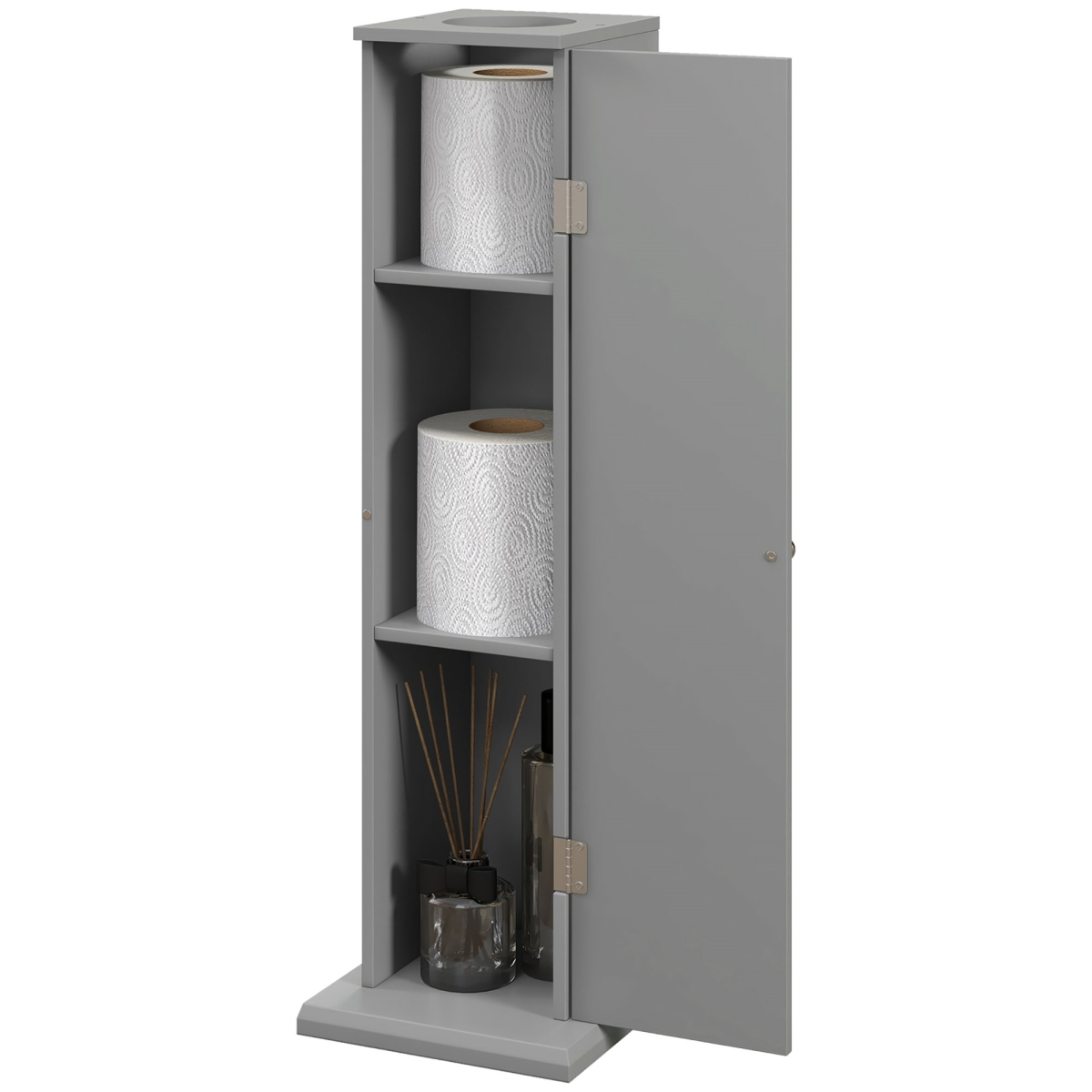 Picture of 212 Main 834-078V80GY Homcom Small Toilet Paper Cabinet&#44; Bathroom Corner Cabinet with Doors & Shelves for Paper Shampoo - Gray