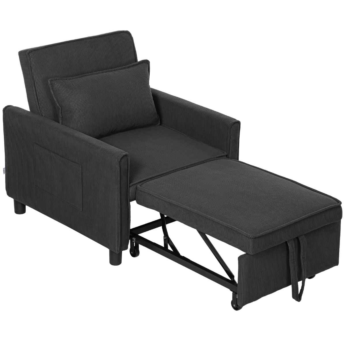 Picture of 212 Main 83B-233V00CG Homcom 3-in-1 Convertible Chair Bed&#44; Pull Out Sofa Bed Sleeper Chair with Adjustable Backrest&#44; Pillow & Pockets&#44; Dark Gray
