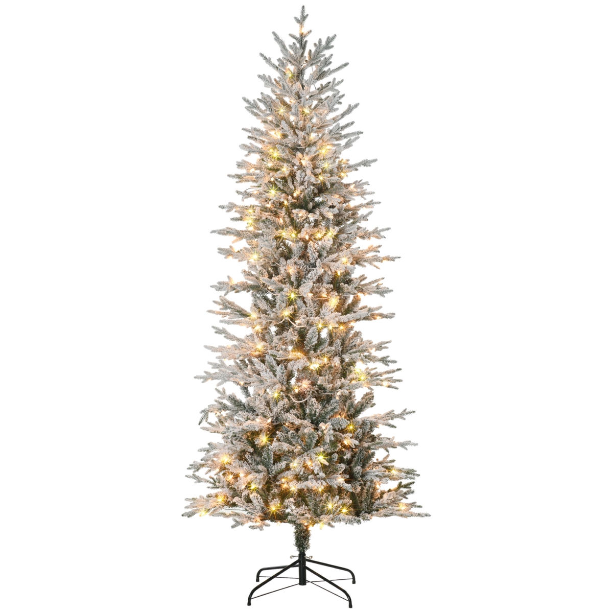 7.5 ft. Pre-Lit Flocked Christmas Tree - Green - 350 Warm Yellow Lights