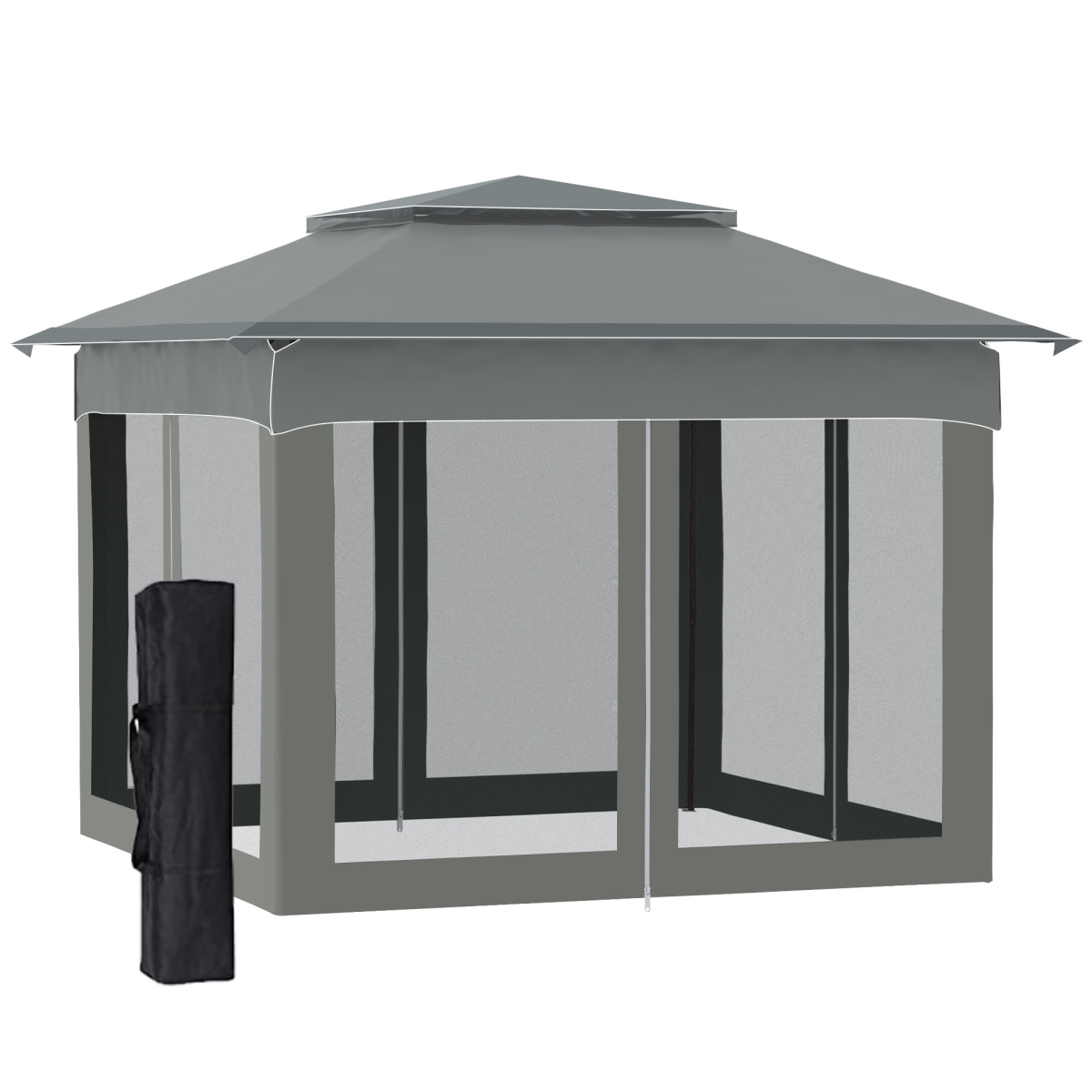 Picture of 212 Main 84C-166V01CG Outsunny Outdoor Patio Pop Up Canopy Gazebo Shelter with Zipper Netting&#44; Carry Bag&#44; 10.7 x 10.7 x 8.9 - Dark Gray