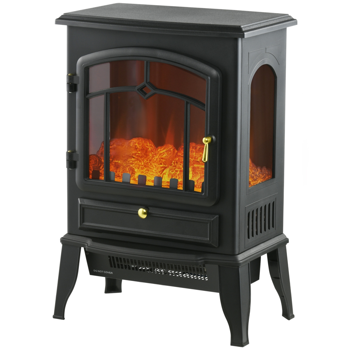 Picture of 212 Main 820-356V80BK Homcom Electric Freestanding Fireplace Stove&#44; Fireplace Heater with 3-Side Realistic Flame Overheat Protection 750 & 1500W - Black