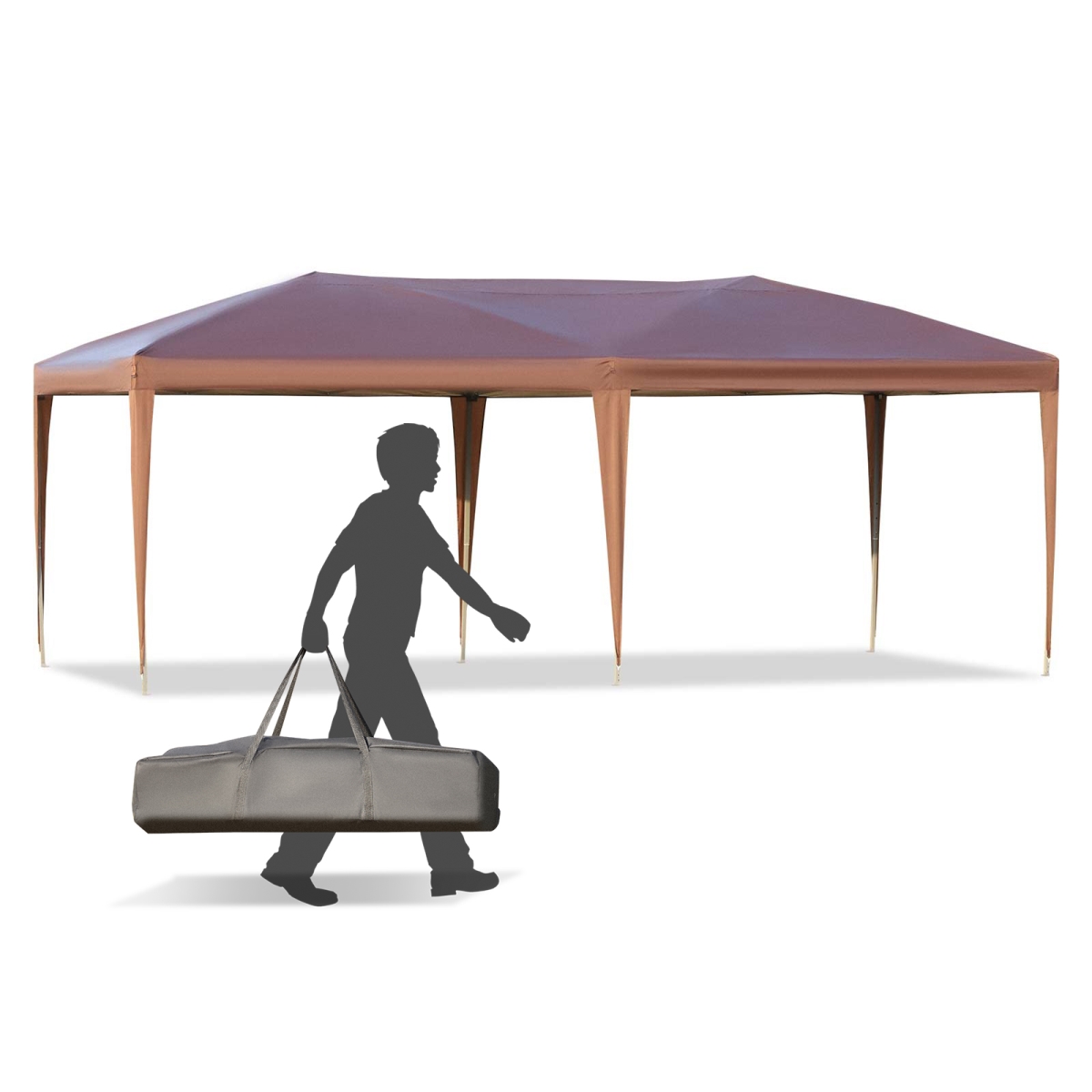 Picture of 212 Main 84C-118V04CF Outsunny 10 x 20 ft. Outdoor Gazebo Pop Up Canopy Party Tent with Carrying Bag - Coffee